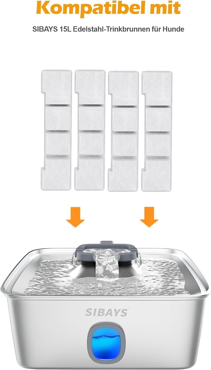 SIBAYS 15L Katzenbrunnen Filter, Ersatzfilter für Filter Hunde-Wasserbrunnen, hergestellt aus Aktivk