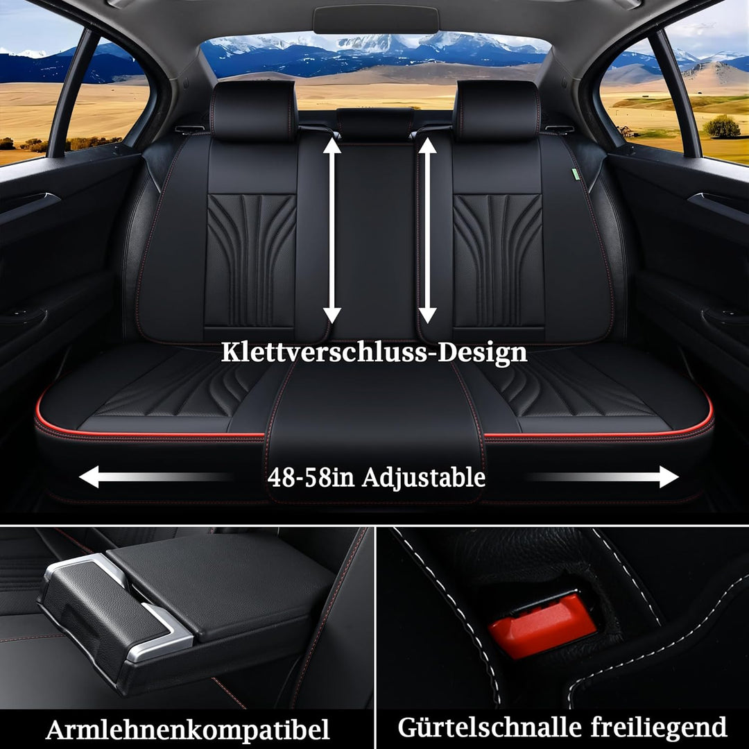 FLORICH Autositzbezüge Set PU Leder Vordersitze und Rückbank, wasserdichte Autositzauflage Universel