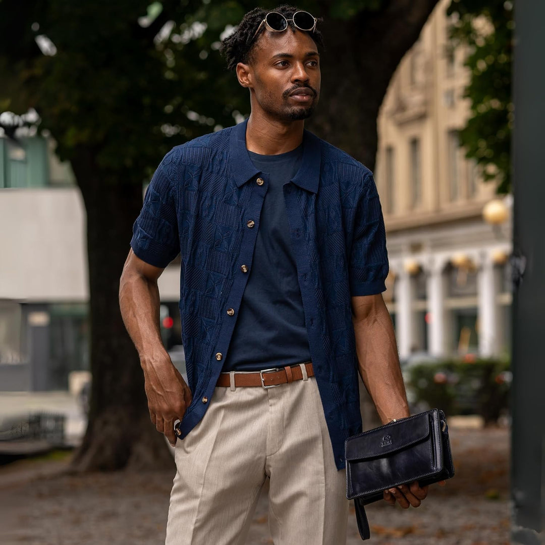 Time Resistance Lederclutch für Herren - Herren Handtasche - Ledertasche Herren - Edles Portmonee -