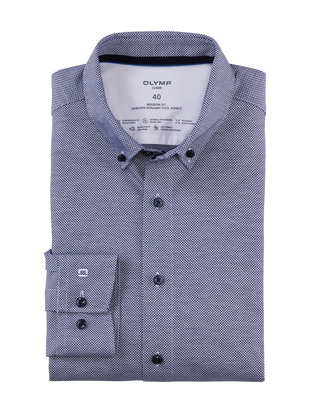 OLYMP Herren Businesshemd Langarm Luxor 24/Seven,modern fit,Button-Down-Kragen 37 Marine 18, 37 Mari