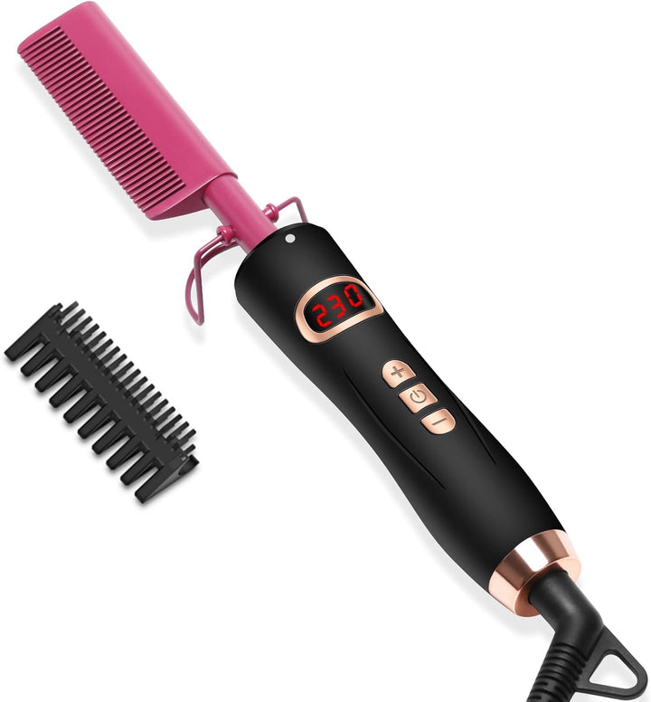 Hot Comb Glätteisen für Afro Haare/Perücken/Bart, UKLISS Haarglätter bürste mit LCD Anzeige 120-230