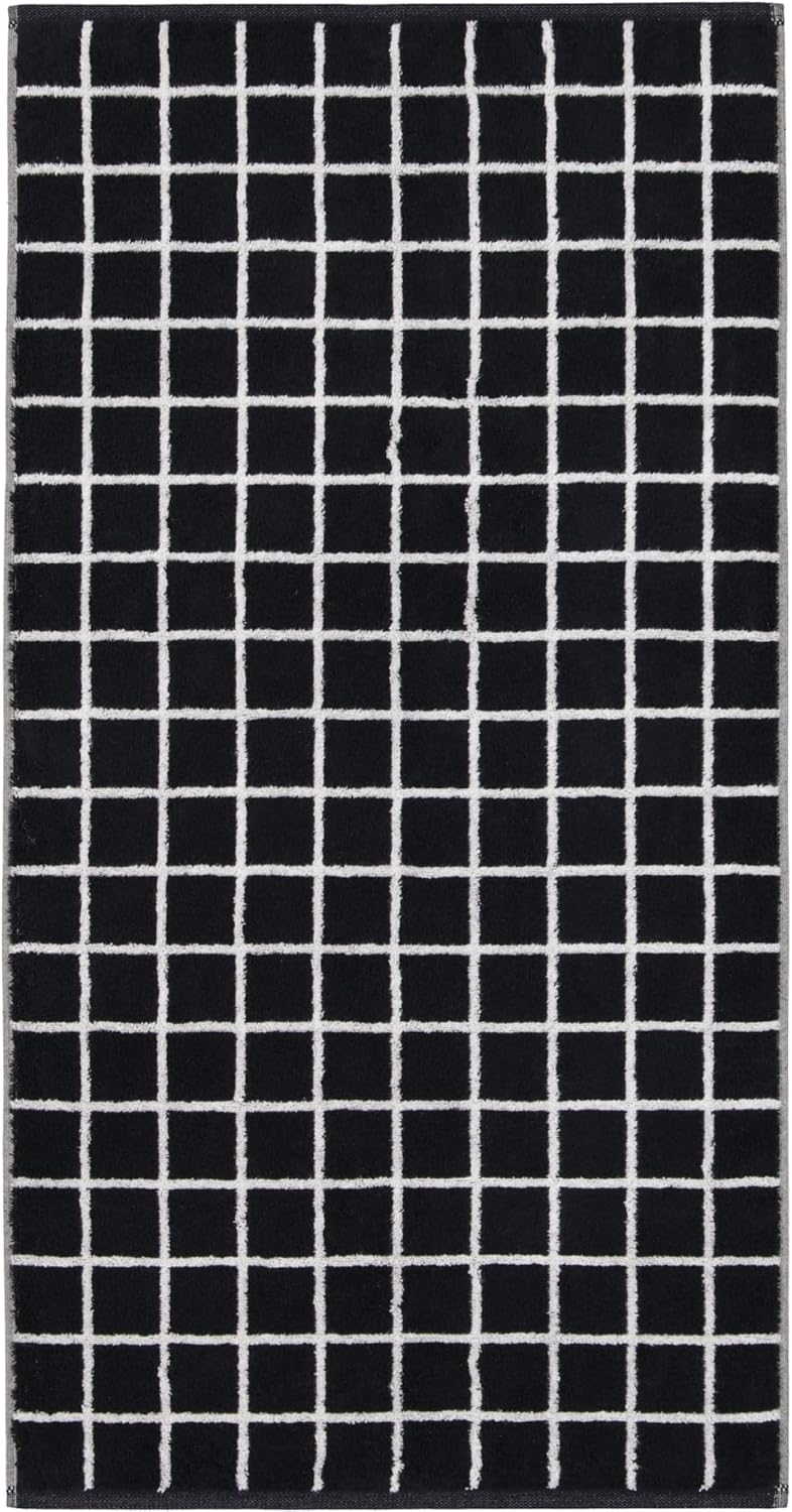 Cawö Home Handtücher Zoom Karo 123 schwarz - 97 Waschhandschuh 16x22 cm, Waschhandschuh 16x22 cm
