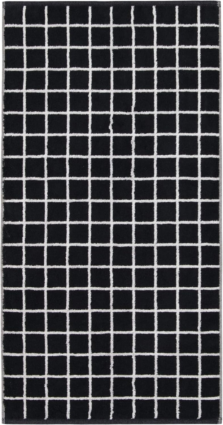 Cawö Home Handtücher Zoom Karo 123 schwarz - 97 Waschhandschuh 16x22 cm, Waschhandschuh 16x22 cm