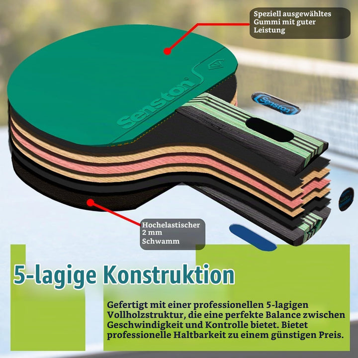 Senston Tischtennisschläger Set, 2 Tischtennisschlager, 3 Tischtennis Bälle und 1 Tasche Ideal für S