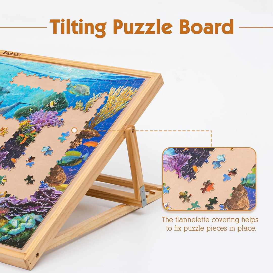 Becko Adjustable Wooden Puzzle Board Jigsaw Puzzle Plateau Puzzle Easel for Adults and Kids for Puzz