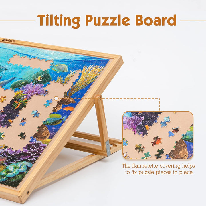 Becko Adjustable Wooden Puzzle Board Jigsaw Puzzle Plateau Puzzle Easel for Adults and Kids for Puzz