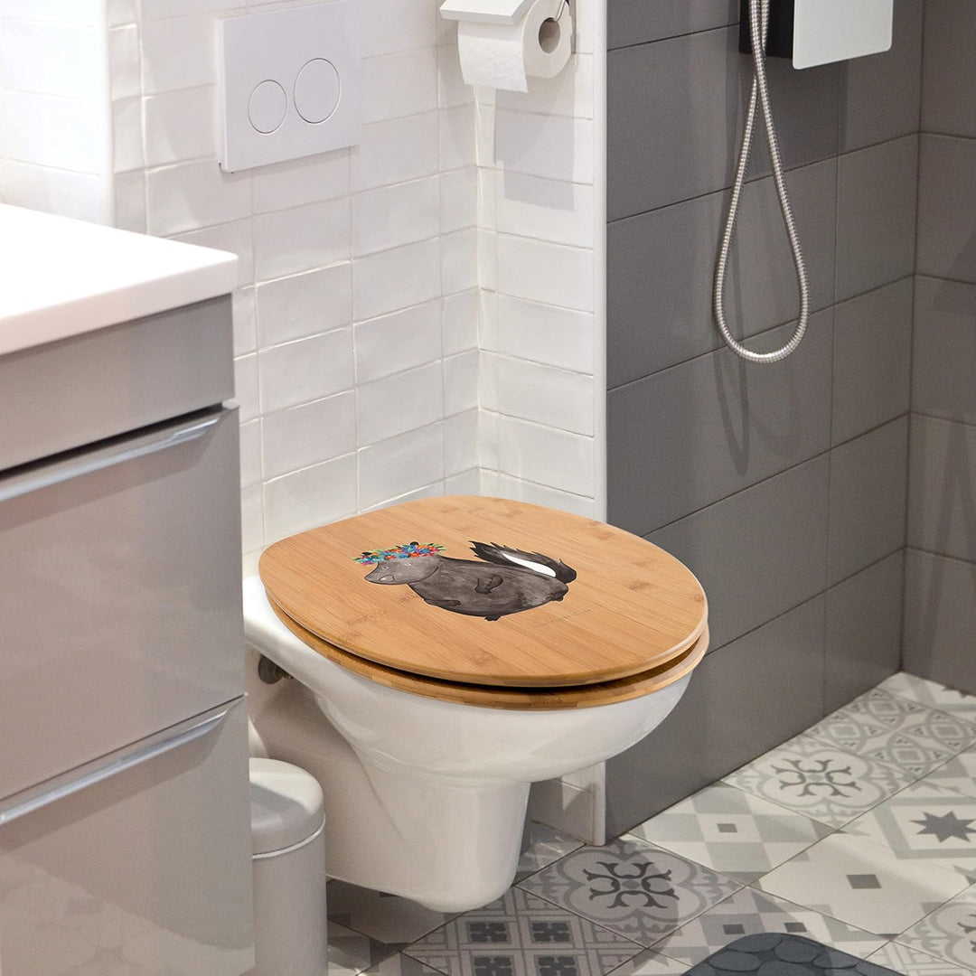 Mr. &amp; Mrs. Panda Motiv WC Sitz Stinktier Blumenmaedchen - Geschenk, Toilettendeckel, Klobrille, Skun