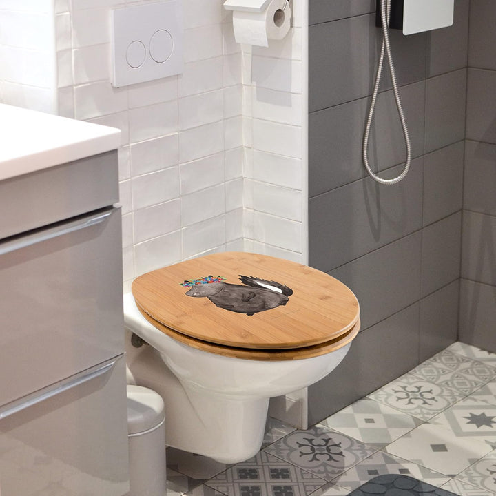 Mr. &amp; Mrs. Panda Motiv WC Sitz Stinktier Blumenmaedchen - Geschenk, Toilettendeckel, Klobrille, Skun