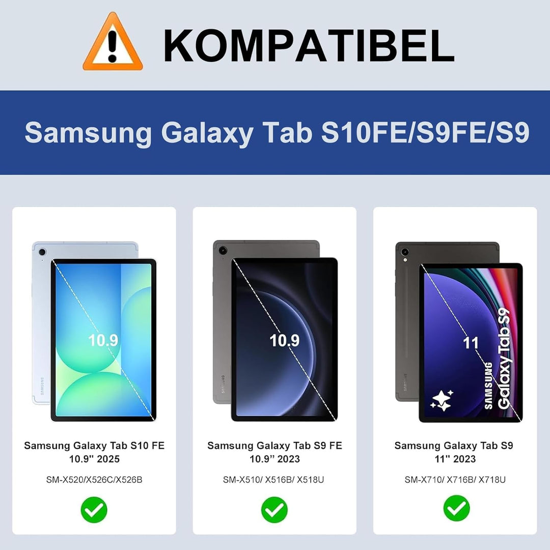 IVEOPPE Hülle mit Tastatur für Samsung Galaxy Tab S9FE/S10FE 10.9", QWERTZ Deutsch Bluetooth, Abnehm