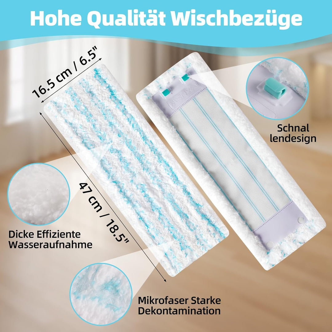 6 Stück Wischbezüge für Leifheit Profi XL Cotton Plus / Profi XL Micro Duo Vollstiel Bodenwischer, 2