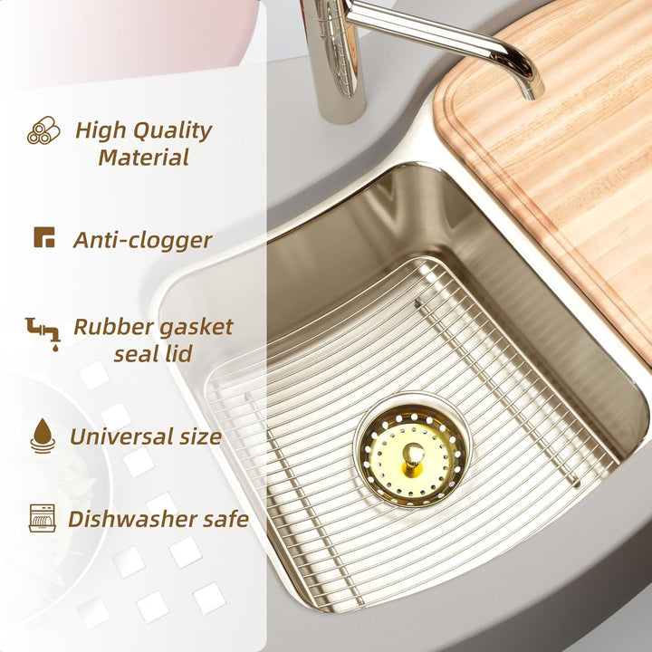3 Stück Gold Spülbecken Abflusssieb Stopper, Liubeili Küche Edelstahl Spülbecken Sieb Müllentsorgung
