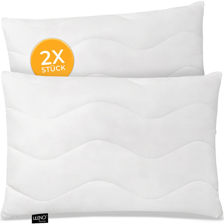 LILENO HOME Kopfkissen 60x80 cm [2er Set] als Kissen-Füllung - Bett oder Deko Kissen mit Reissversch