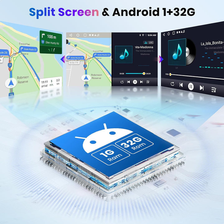 Hodozzy Doppel Din 1080P 10 Zoll Android Autoradio mit MirrorLink für Android/IOS,Autoradio 2 DIN MI