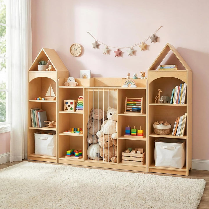 OOOK Kuscheltier Aufbewahrung, Plüschtier Stofftier Aufbewahrung Kuscheltiere, Kinderbücherregal und