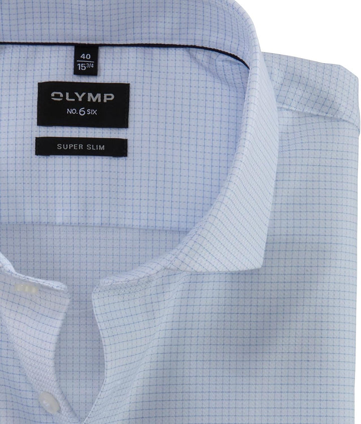 OLYMP Herren Businesshemd Langarm No. Six,Gitter Karo,super Slim,Royal Kent 36 Weiss 00, 36 Weiss 00