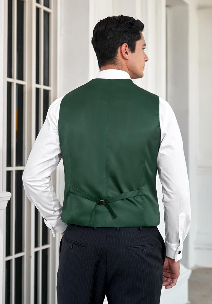 HISDERN Anzugweste für Herren Elegant Hochzeit Weste Klassische Einfarbig Casual Businessweste Forme