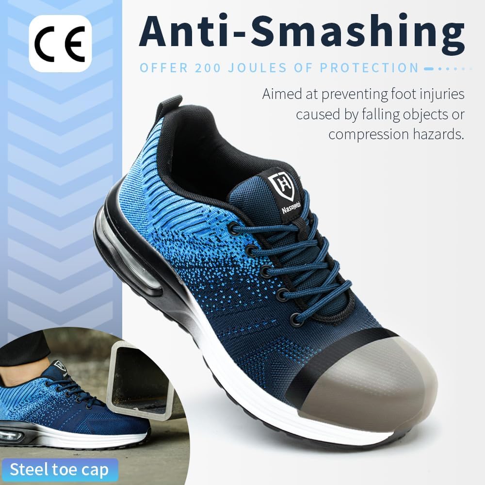 Nasogetch Sicherheitsschuhe Damen Herren Stahlkappenschuhe Arbeitsschuhe Sportlich Atmungsaktiv 37 E