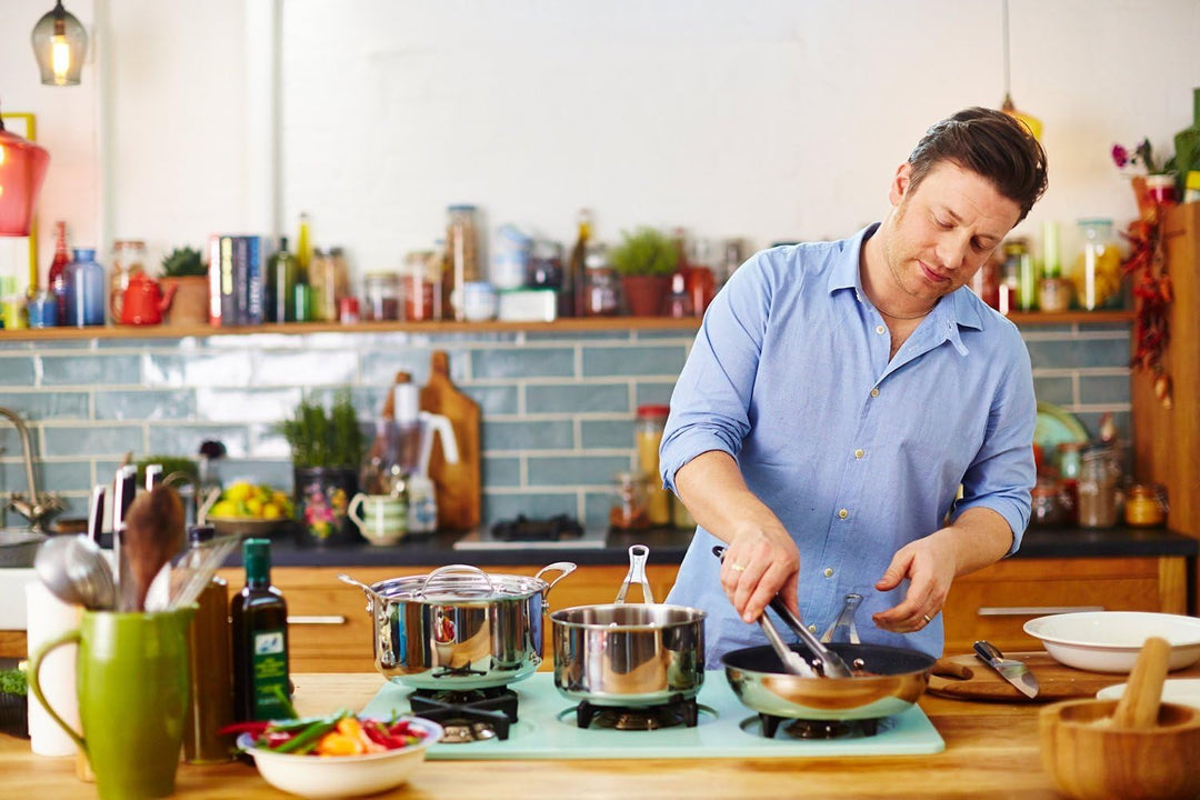 Tefal E79071 Jamie Oliver Induction Servierpfanne mit 2 Seitengriffen und Glasdeckel, 25 cm, 2,8L, E