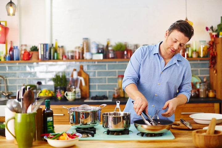 Tefal E79071 Jamie Oliver Induction Servierpfanne mit 2 Seitengriffen und Glasdeckel, 25 cm, 2,8L, E