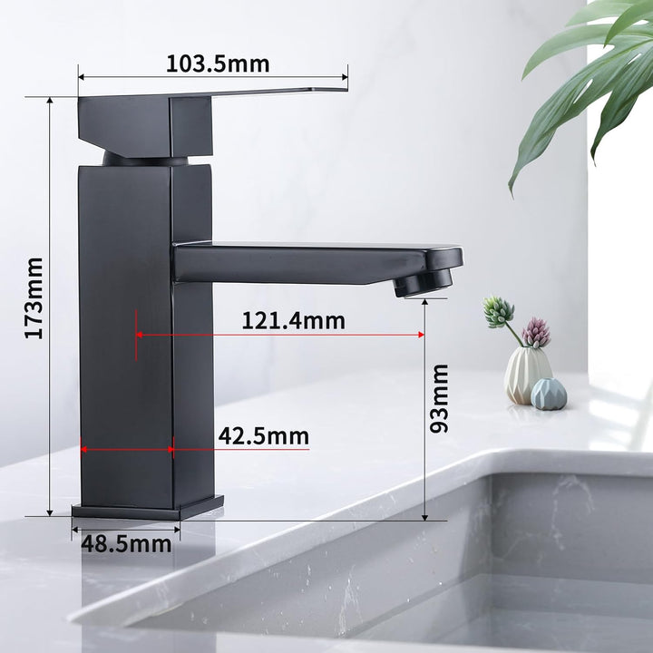 HOMELODY Wasserhahn Bad Schwarz Waschtischarmatur Armatur Waschbecken Eckig Badezimmer Mischbatterie