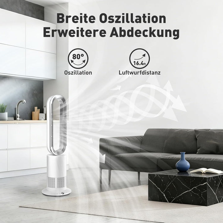 TP09Plus 2-in-1 Turmventilator - Heiz- & Kühlfunktion, 10 Kühl- & 3 Heizstufen, Fernbedienung & LED