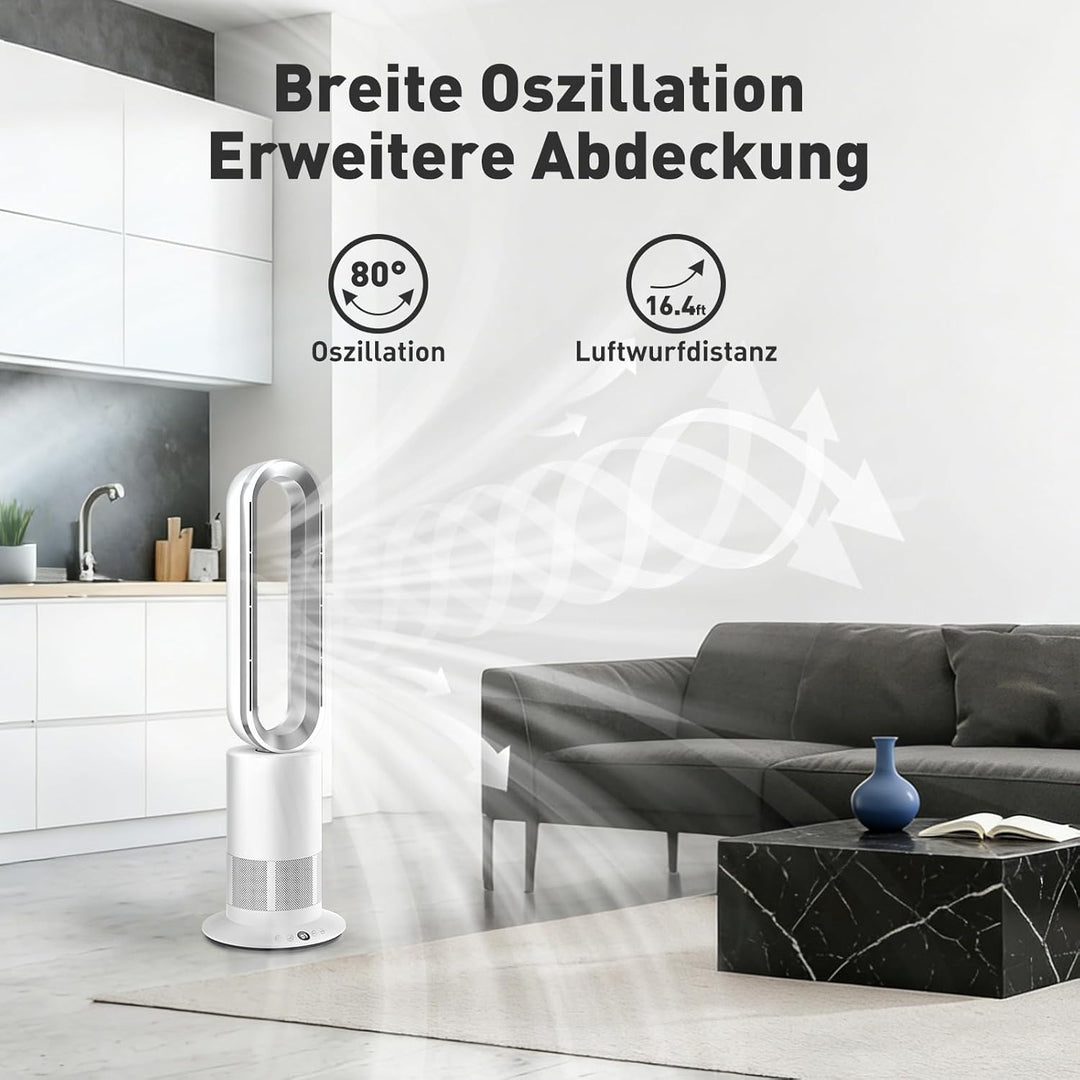 TP09Plus 2-in-1 Turmventilator - 10 Kühl- & 3 Heizstufen, Fernbedienung & LED Touch-Bedienung, Leise