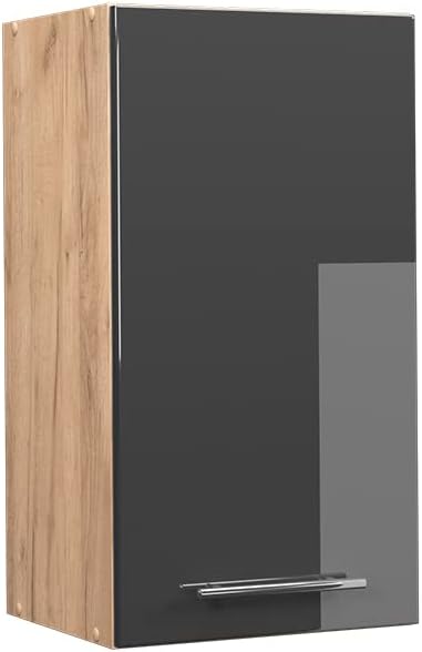 Vicco Hängeschrank Fame-Line, Anthrazit Hochglanz/Goldkraft Eiche, 40 cm Hängeschrank 40 cm Anthrazi