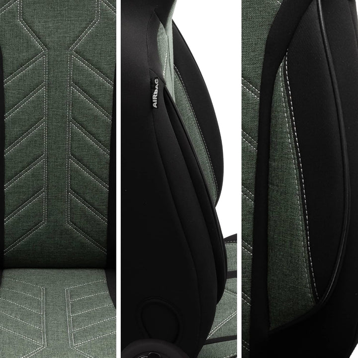BREMER SITZBEZÜGE Mass Sitzbezüge Schonbezüge für Skoda Fabia 2 PLKT213 PLKT213 - Schwarz/Olivgrün F