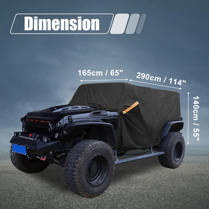 X AUTOHAUX Car Cover Cabin Cover Aussen wasserdichter Schutz 420D Oxford Black 4 Tür, 4 Tür