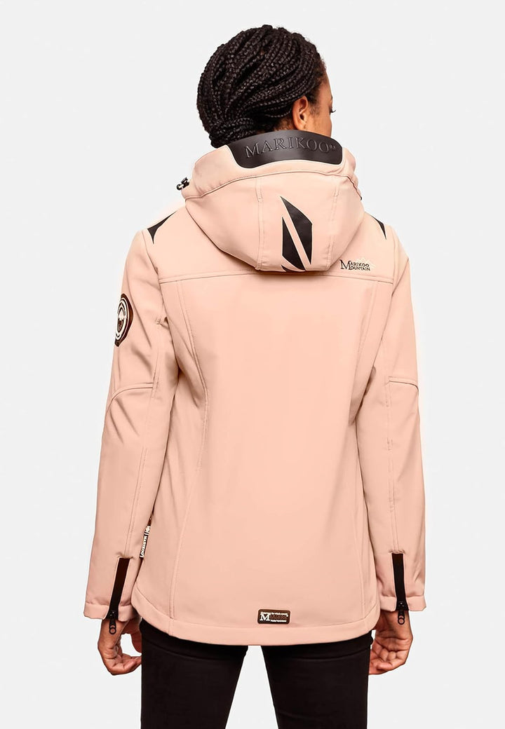 MARIKOO Damen Softshelljacke wasserdichte Funktionsjacke mit Abnehmbarer Kapuze Mount-Cho-Oyu, XS Ro