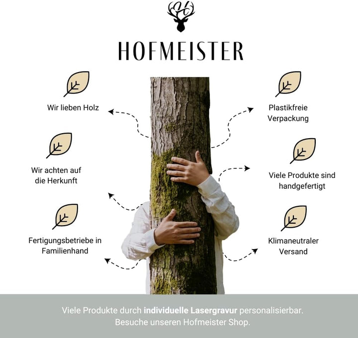 HOFMEISTER® Holz-Bierkrug mit Edelstahleinsatz - 500 ml - personalisierbar mit Name &amp; Motiv - tolle