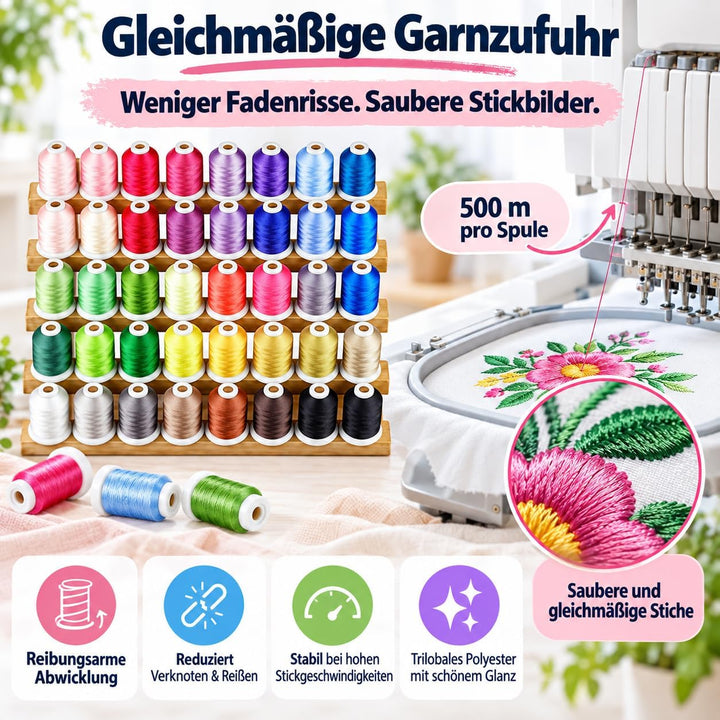 Simthread 40 Farben Polyester Stickgarn 500 Meter (550Y), für Babylock Janome Kenmore Singer Sticker