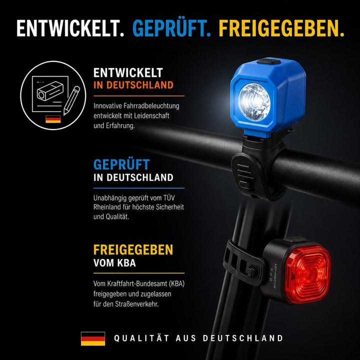 LED-MARTIN KIDDI Fahrradlicht Set, StVZO zugelassen, für Kinderfahrräder, Elektroroller & Laufräder,