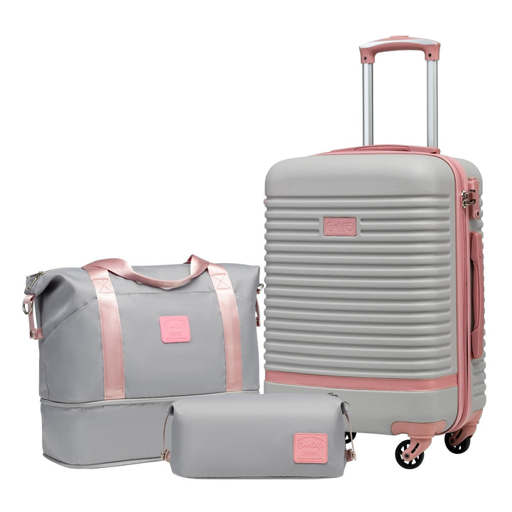 COOLIFE Koffer Set 3-TLG: Handgepäck + Reisetasche | ABS Hartschale Leicht, 360° Räder & TSA-Schlöss