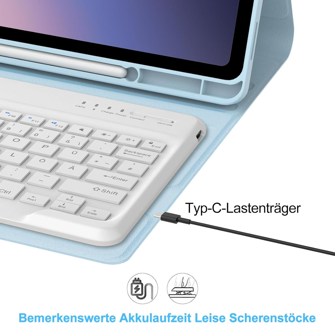 SENGBIRCH Tastatur Hülle für Samsung Galaxy Tab S10 Ultra 14,6 Zoll 2024 - Deutsche QWERTZ Tastatur,