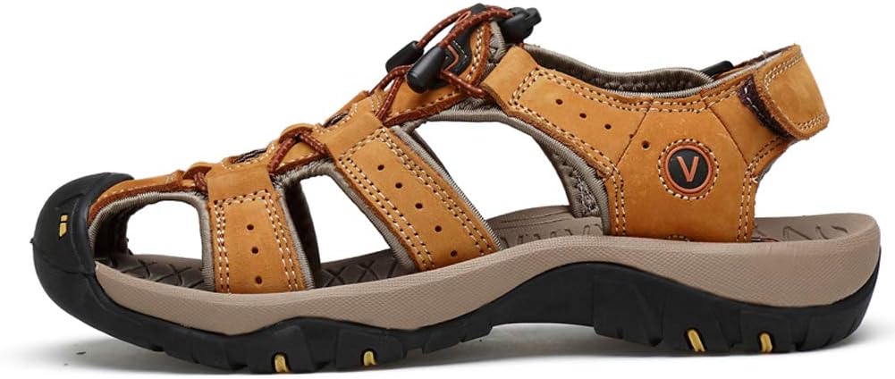 Sandalen Herren Leder Strand Wandersandale Trekkingsandalen Outdoorschuhe Sommer Freizeitschuhe Wand