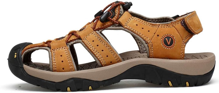 Sandalen Herren Leder Strand Wandersandale Trekkingsandalen Outdoorschuhe Sommer Freizeitschuhe Wand