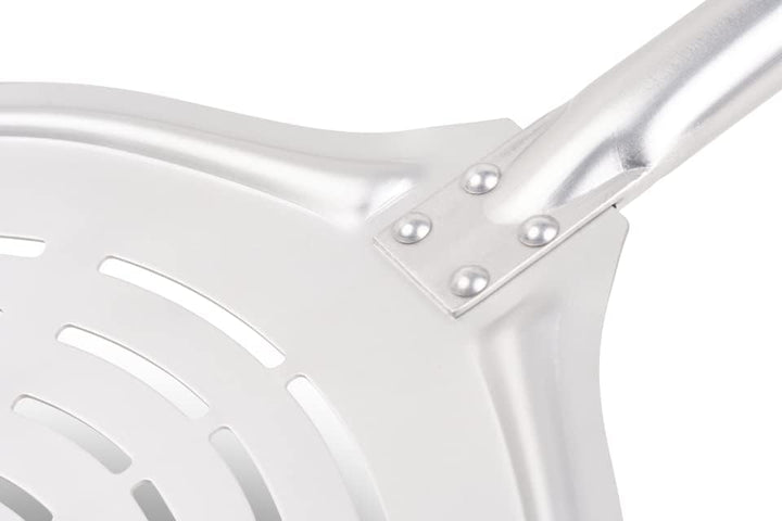 MOESTA-BBQ 19522 Pizzaschieber No. 2 – Aluminium-Pizzaschaufel gelocht mit Holzgriff – Pizzabacken w