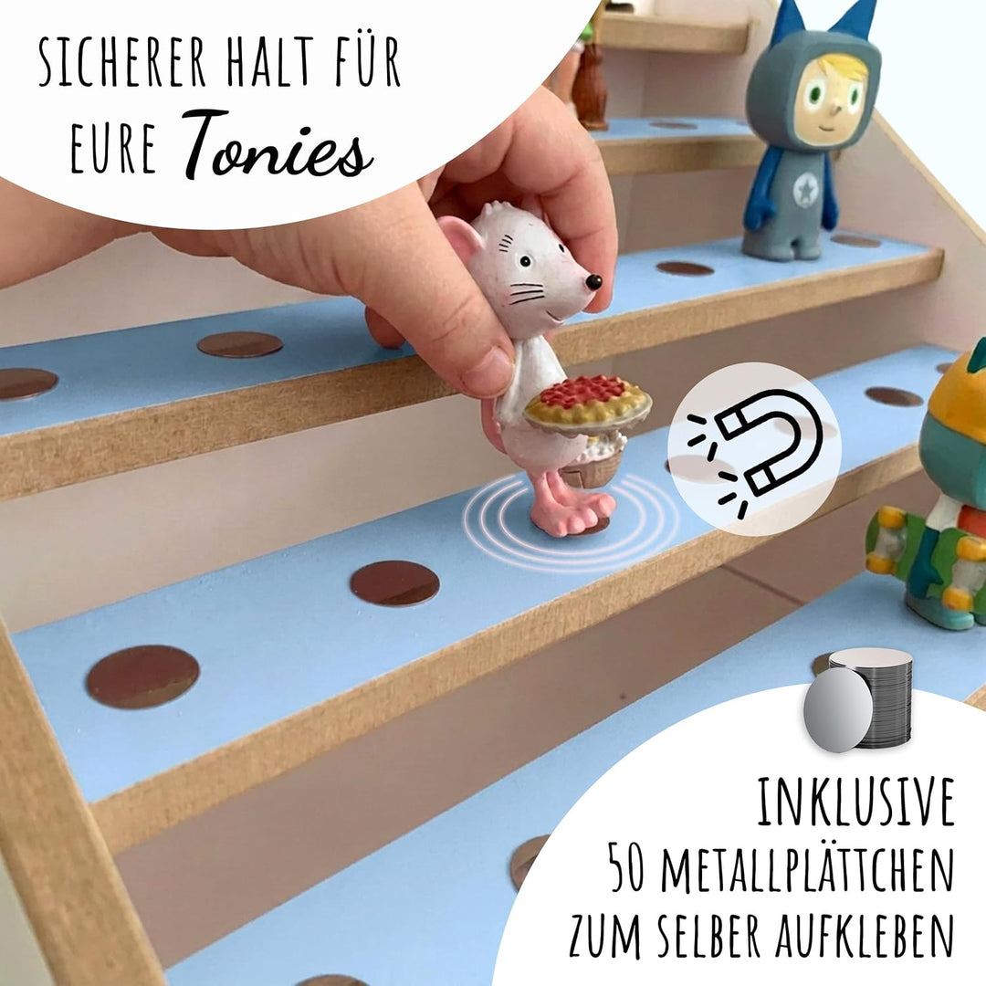 Tonie Regal für IKEA KALLAX mit Toniebox-Platz – magnetisches Tonieregal für ca. 50 Toniefiguren Hor