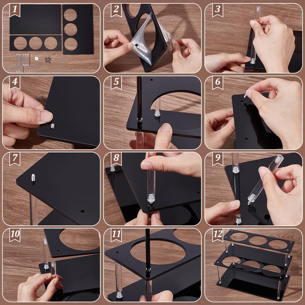 UNICRAFTALE 2 Etagen Acryl Kaffeesirup Organizer Rack 6 Flaschen Schwarzer Flaschenhalter Ständer Ka