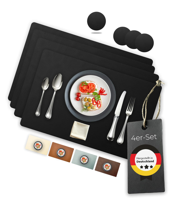 Lederfabrik Garnier® Platzsets und Untersetzer 4er Set, abwaschbar, echtes recyceltes Leder, Tischse