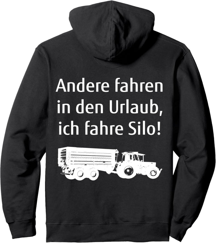 Druck auf Rücken Silo fahren Landwirt Bauer Landwirtschaft Pullover Hoodie