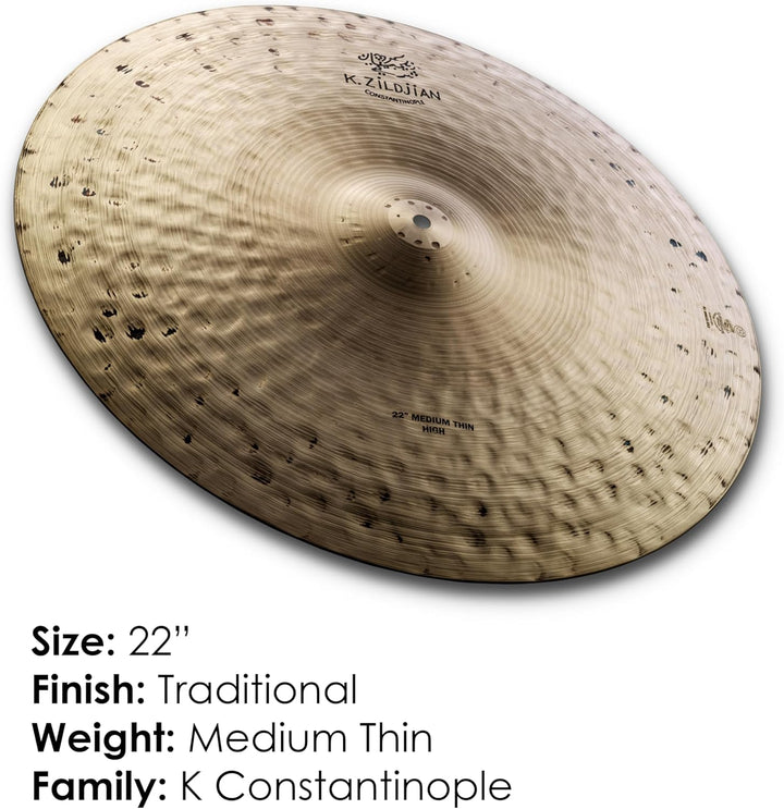 Zildjian K' Constantinople Ride 22", Medium Thin, High Medium thin high ride 22"