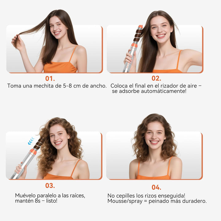 6 in 1 Hairstyler, 110000 U/MIN Haartrockner &amp; Haarstyler Set mit Rundbürstenföhn, Warmluftbürste, T