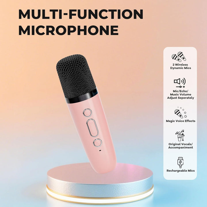 Karaoke Maschine Kinder Mini Karaoke Maschine mit 1 Mikrofon Bluetooth-Lautsprecher mit LED-Lichtern