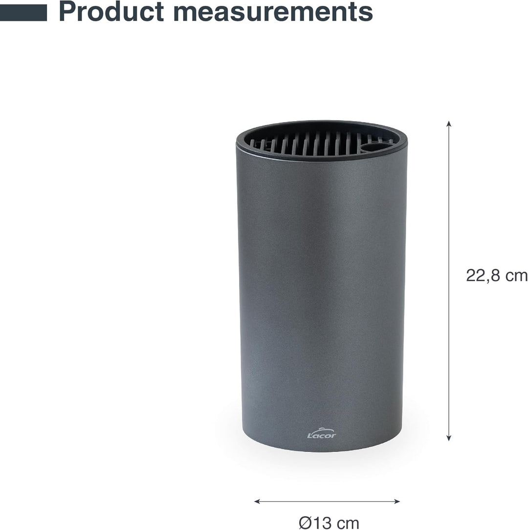 LACOR - 39038 - TitanPro Messerblock, Universal-Blockmesser, Metallic-Farbe, Ø13cm, Höhe 23cm, spülm