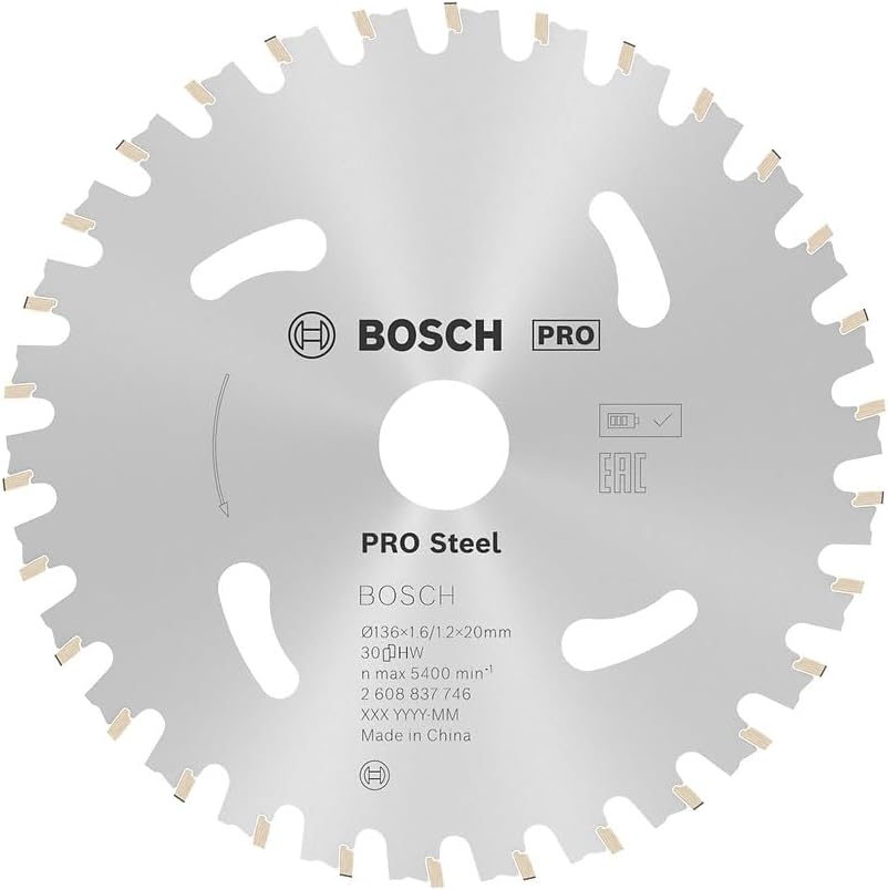 Bosch Professional 1x Kreissägeblatt Standard for Steel (Stahl, Sägeblatt Ø 136 x 20 x 1,6 mm, 30 Zä