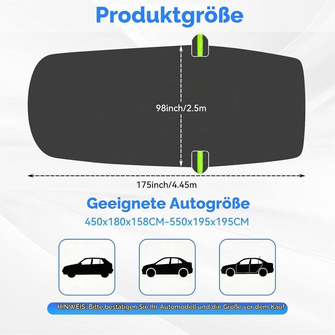 210D Autoabdeckung Wasserdicht Outdoor Halbgarage für Auto SUV, Allwetterschutz Autoplane Abdeckplan