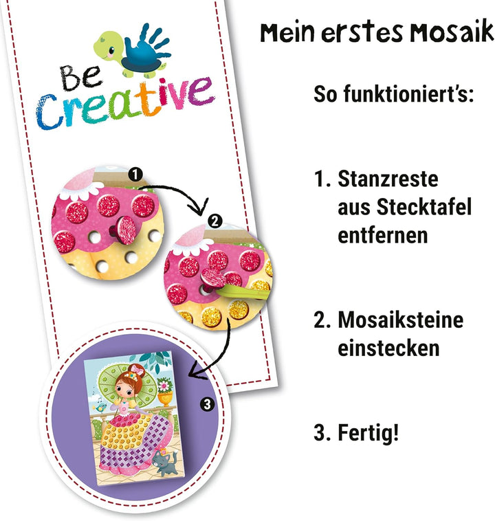Ravensburger BeCreative Mosaic Princess - Bastelset für Kinder ab 4 Jahren, Mosaikbilder basteln für