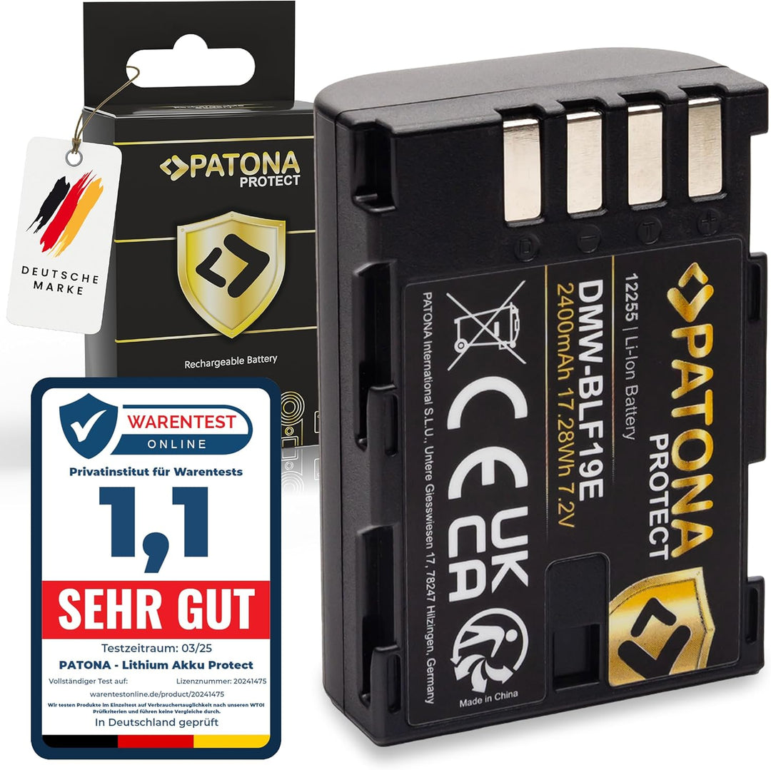 PATONA Protect DMW-BLF19 E Akku 2400mAh Ersatzakku kompatibel mit Panasonic Lumix DC-G9 G9L G9EG G9L